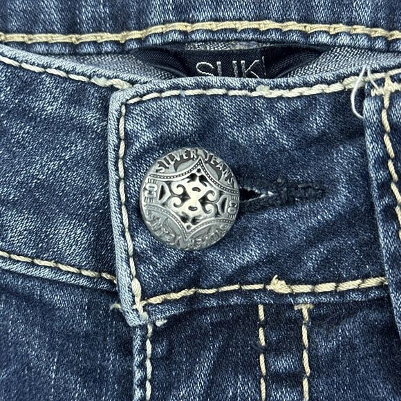 Silver Jeans Womens Sz 27/31 Actual 26/29 Suki Mid Rise Slim Boot Cut Dark Blue - Picture 8 of 16